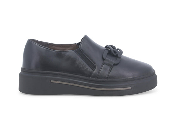 Melluso Mocassini Tomaia Pelle Zeppa Accessorio Catena Nero